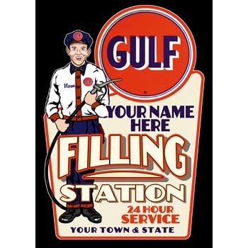 Personalized Vintage Gas Station Attendant Signs