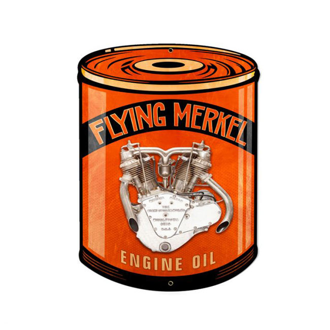 Flying Merkel Engine Oil Can Sign