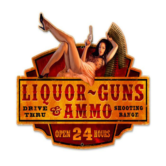 Liquor Guns & Ammo Diecut Sign