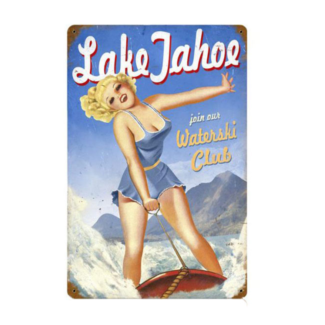 Lake Tahoe Ski Club Pin Up Girl Sign