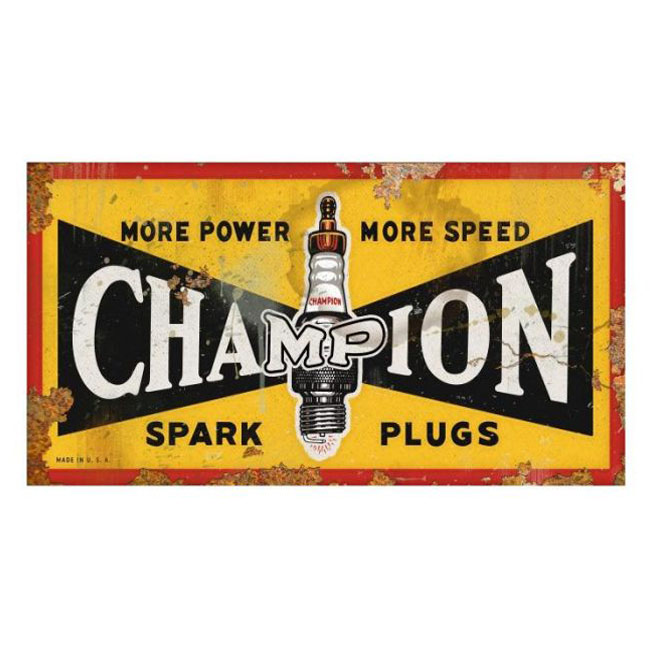 Champion Spark Plug Metal Sign Advertising Repro Garage Shop 6x12" 60195 