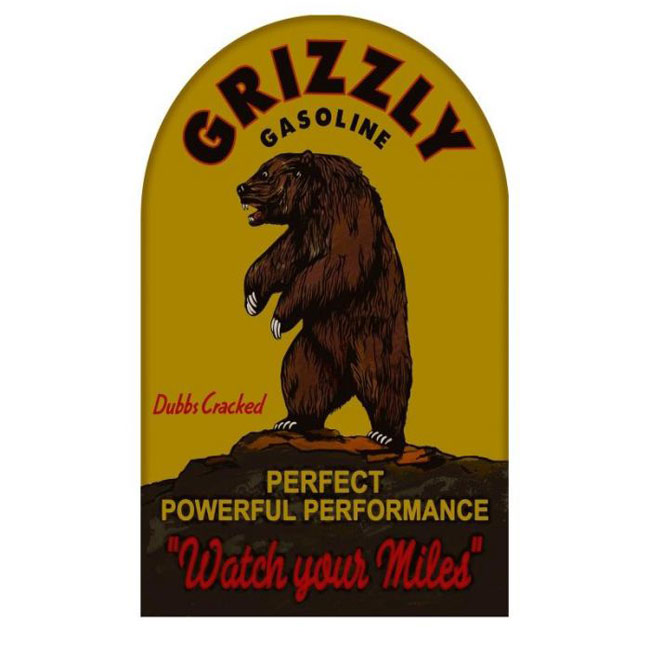 Grizzly Gasoline Old Gas Station Sign