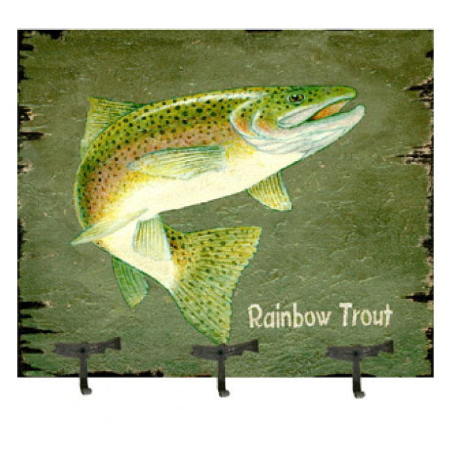 Vintage Trout Fishing Coat Rack Wooden Sign