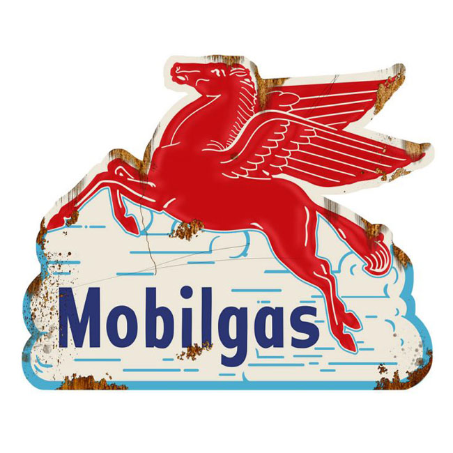 Mobil Pegasus In Clouds Vintage Sign
