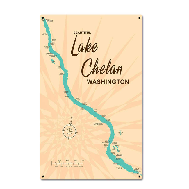 Lake Chelan Map Sign 