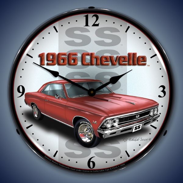 1966 Chevelle Red Lighted Clock