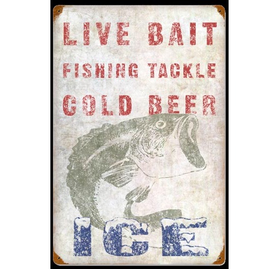 Bait Shop Sign, Rustic Fishing Decor, Vintage Looking Fly Fishing