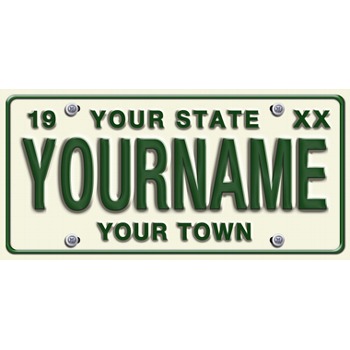 Large White Personalized License Plate