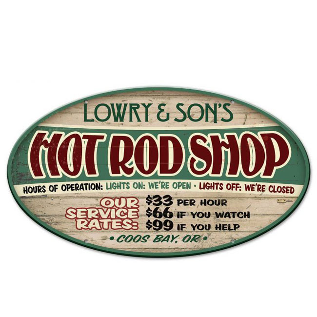 Hot Rod Shop Personalized Garage Sign