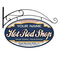 Hot Rod Shop Double Sided Personalized Sign