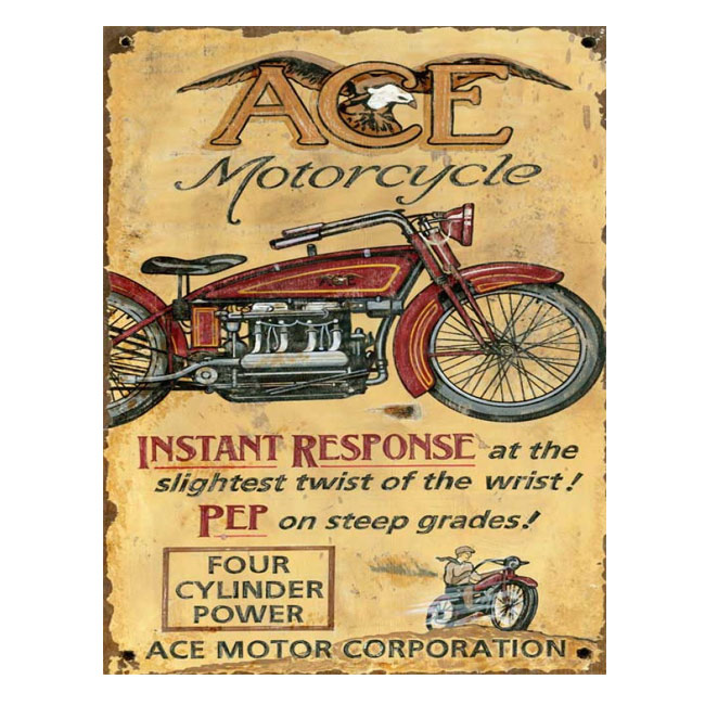 Ace Motorcycle Vintage Wood Sign