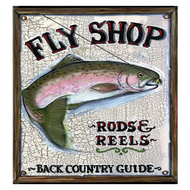 Fly Shop Wooden Sign 