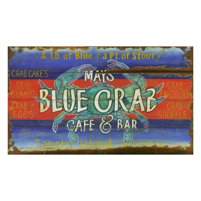 Blue Crab Cafe & Bar Wood Sign 