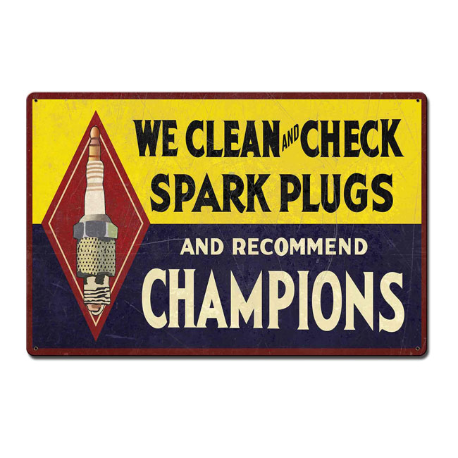 We Clean Spark Plugs Sign